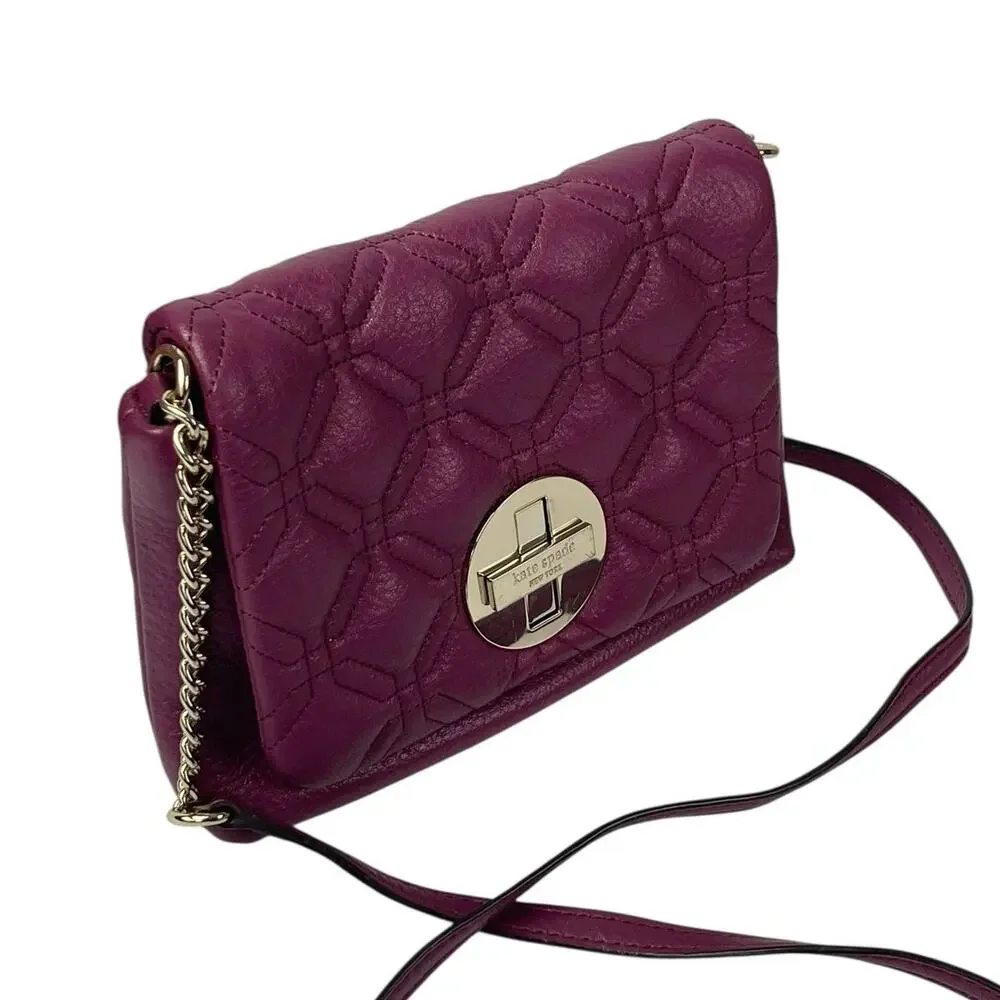 Kate Spade Astor Court Naomi Quilted Chain Purple Magenta Leather Crossbody Bag